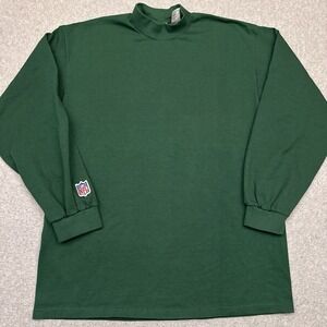 Vintage Nike NFL Mock Neck Long Sleeve Shirt Mens Large Green Made in USA